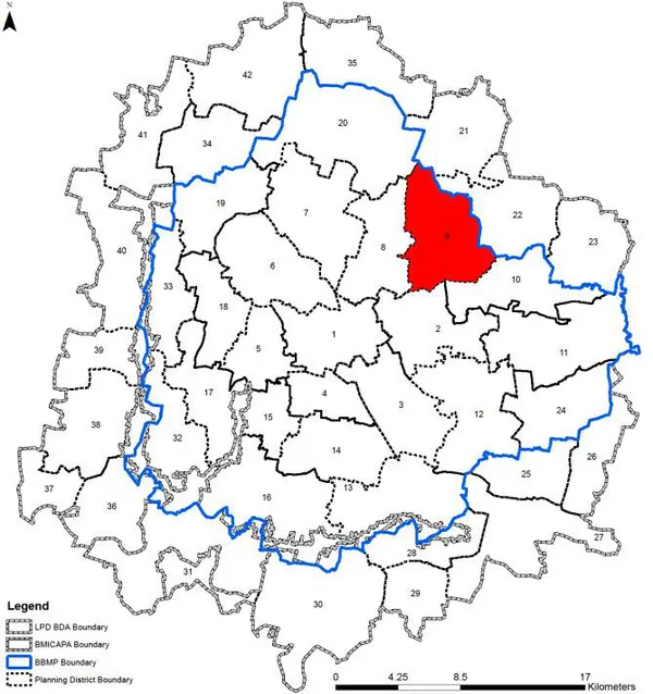 PD 9 on Bangalore map