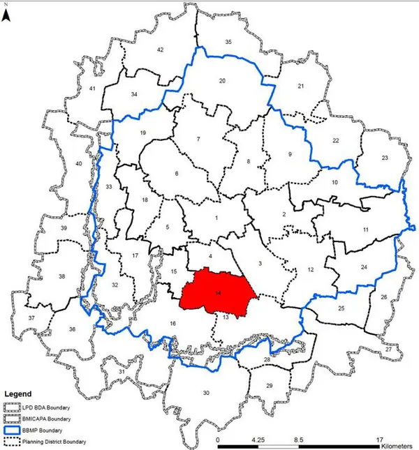 PD 14 on Bangalore map