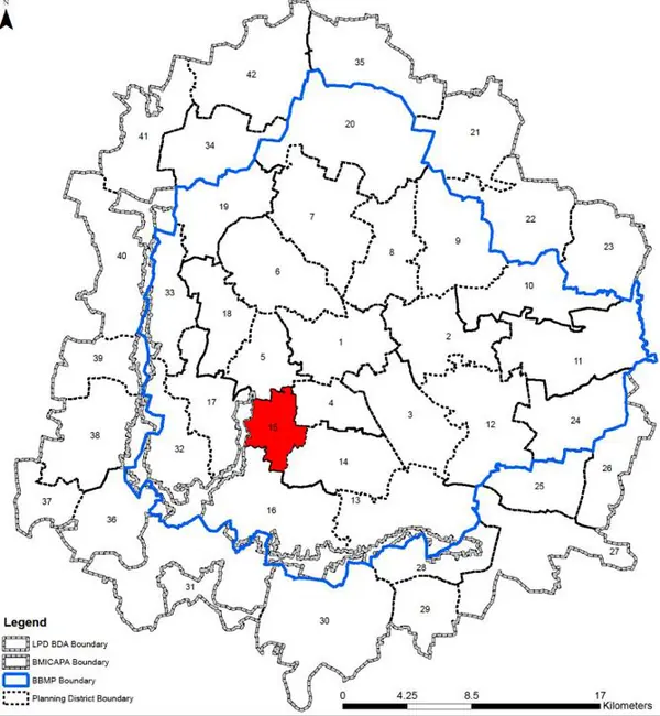 PD 15 on Bangalore map