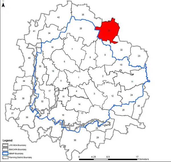PD 21 on Bangalore map