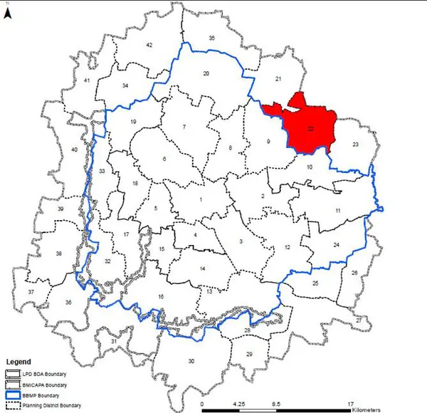 PD 22 on Bangalore map