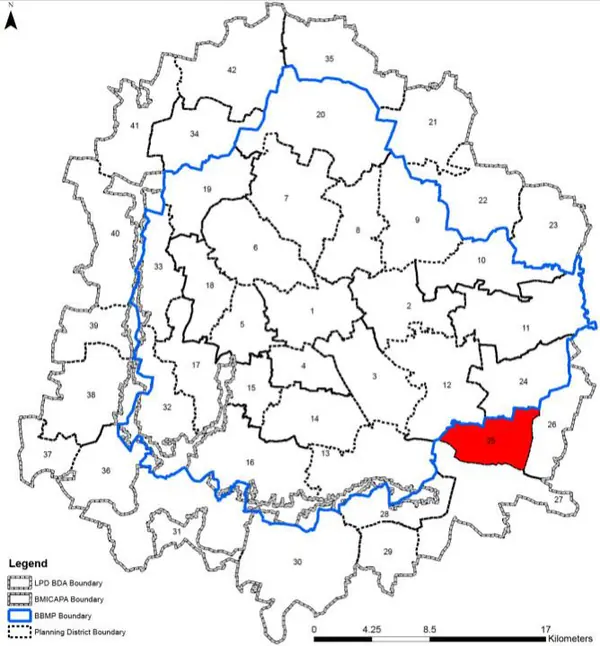 PD 25 on Bangalore map