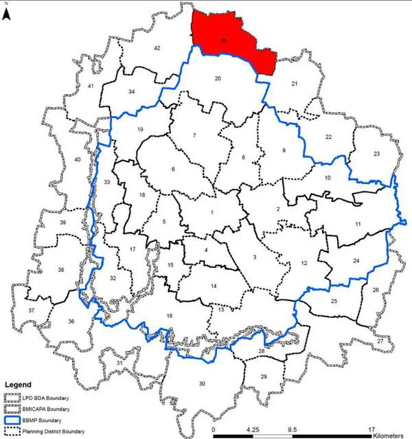 PD 35 on Bangalore map