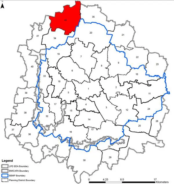 PD 42 on Bangalore map